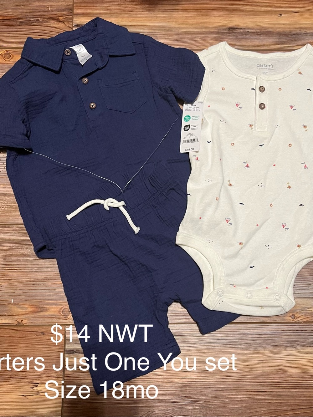 Carter's Just One You 3 Piece Set Bodysuit Shorts 100% cotton 18 months